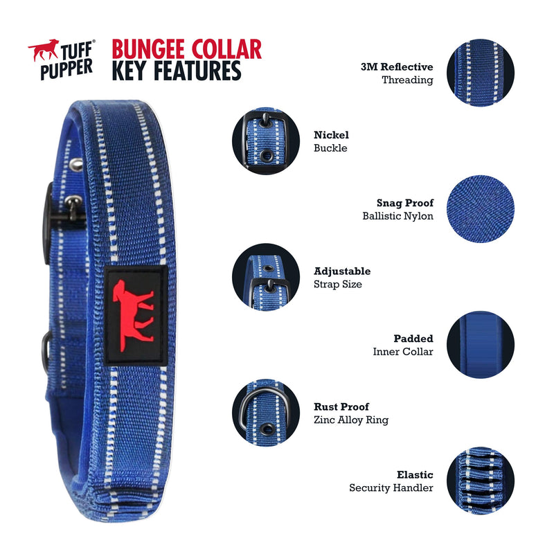 Tuff Pupper Heavy Duty Dog Collar with Handle | Ballistic Nylon Heavy Duty Collar | Padded Reflective Dog Collar with Adjustable Stainless Steel Hardware | Convenient Sizing for All Breeds 13 - 17" Brown - PawsPlanet Australia