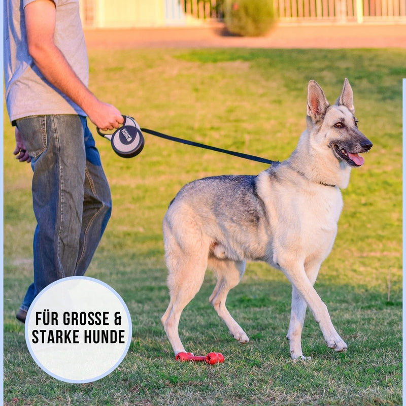 KONG roll-out dog leash in 5m length I For very large & strong dogs up to 70kg I Size XL I High-quality retractable leash with break & lock system in blue I Leash with soft handle & reflective strap Ultimate XL (up to 70 kg) Blue - PawsPlanet Australia