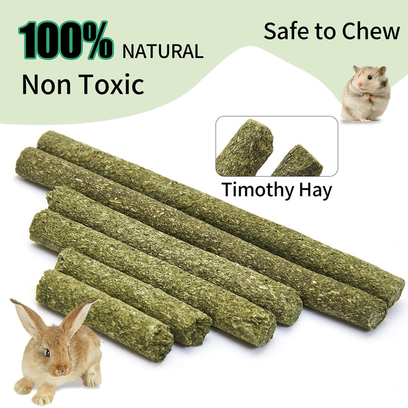 blu&ben Rabbit Chew Toys for Teeth Grinding Rabbit Toys Natural Apple Wood Sticks with Timothy Hay Balls Cage Accessories for Bunny Chinchillas Guinea Pigs, Hamsters, Small Pets - PawsPlanet Australia