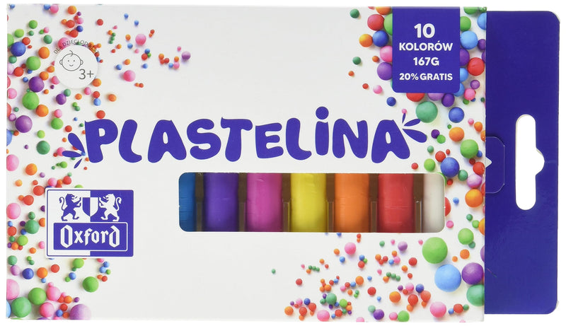 Oxford Plasticine / Playdough / Children's Playdough / Soft Playdough 10 Sticks in Cardboard Case, Bright Colors, Extra Large, White, Yellow, Orange, Red, Purple, Navy, Blue, Green, Brown, Black - PawsPlanet Australia