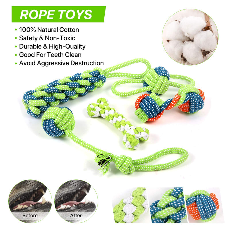 Dog Chew Toys for Aggressive Chewers Puppy, Small and Medium breed-12 Pack Durable Dog Toys Sets with Tug of War Chew Rope Toys, Squeak Plush Toys, Toothbrush Chews Toy Multi-colored1 - PawsPlanet Australia