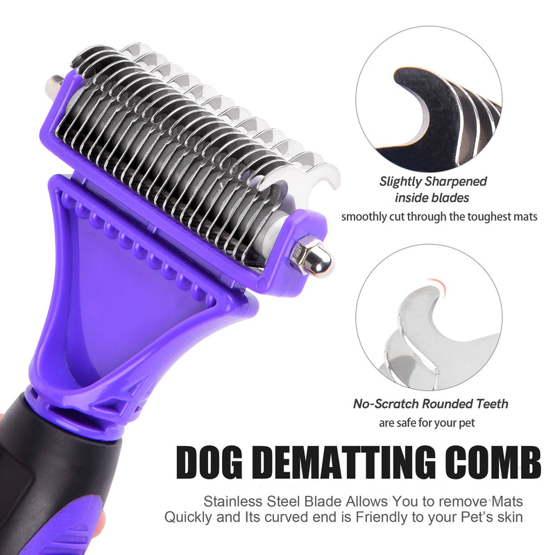 PetiFine Pet Dematting Tool with 2 Sided Undercoat Rake for Dogs & Cats - Safe Grooming and Deshedding Brush for Removing Mats & Tangles Easily - PawsPlanet Australia