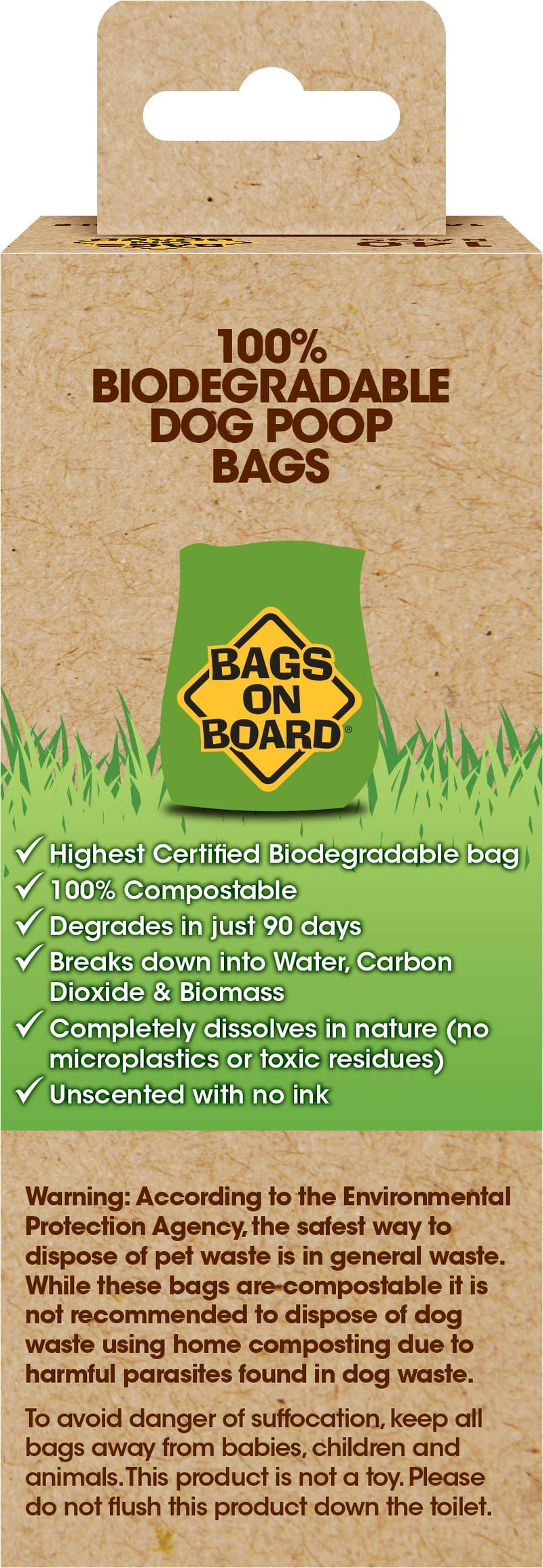 Bags on Board 100% Biodegradable & Compostable Dog poop bags 140 Bags - PawsPlanet Australia