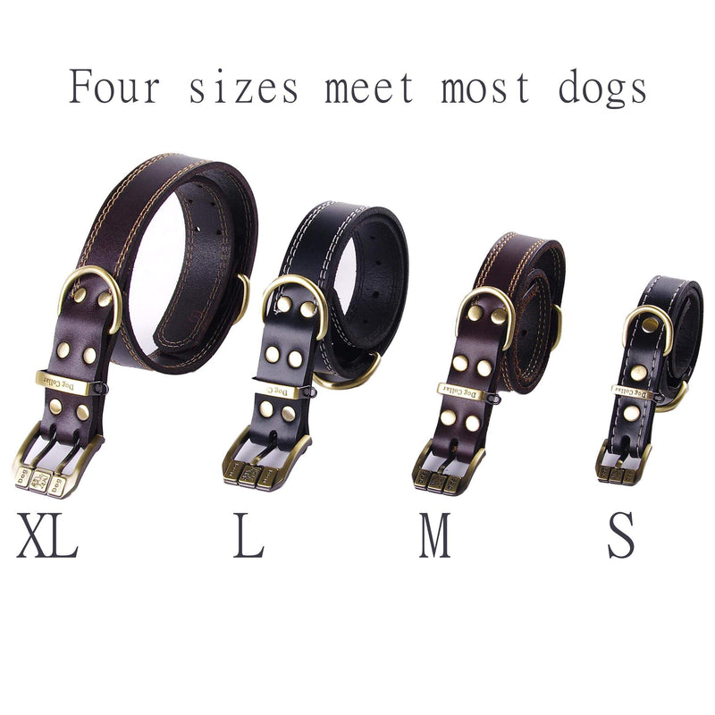 [Australia] - Leather Dog Collar Genuine Leather & Super Alloy, Durable Dog Collar 5 Size for Small Medium Large X-Large Dogs S(for Small Dogs) Alloy Buckle-Black 