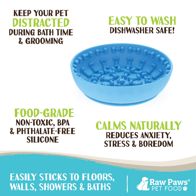 Raw Paws Lick Mat Bowl for Dogs & Cat - Distraction Lick Mat for Dogs with Suction - Lick Bowl for Dogs Large to Puppies - Interactive Cat Lick Mat - Dog Lick Mat for Anxiety - Dog Bowl Licking Mat Medium BLUE - PawsPlanet Australia