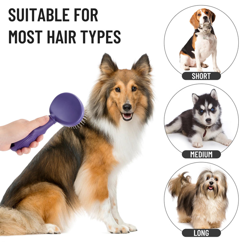Dog brush cat brush gentle pet brushes with rounded metal tines undercoat brush suitable for dogs and cats short to long hair - PawsPlanet Australia