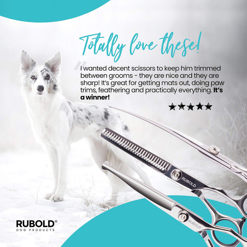 RUBOLD Professional Dog Grooming Scissors Set - Stainless Steel Rounded Tip Sharp Durable Shears with Pet Grooming Comb in Kit - Best Tools for Trimming Every Dog and Cat Salon Cut 3+1 - PawsPlanet Australia