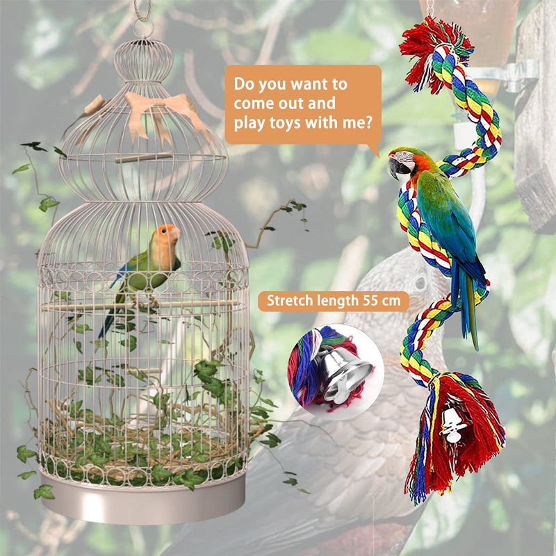 MQ Bird Parrot Toys - 8 Pack Swing Chewing Toys, Hanging Ladders Bird Cage Accessories for Parakeets, Cockatiels, Conures, Macaws, Mynah, Finches Toys - PawsPlanet Australia