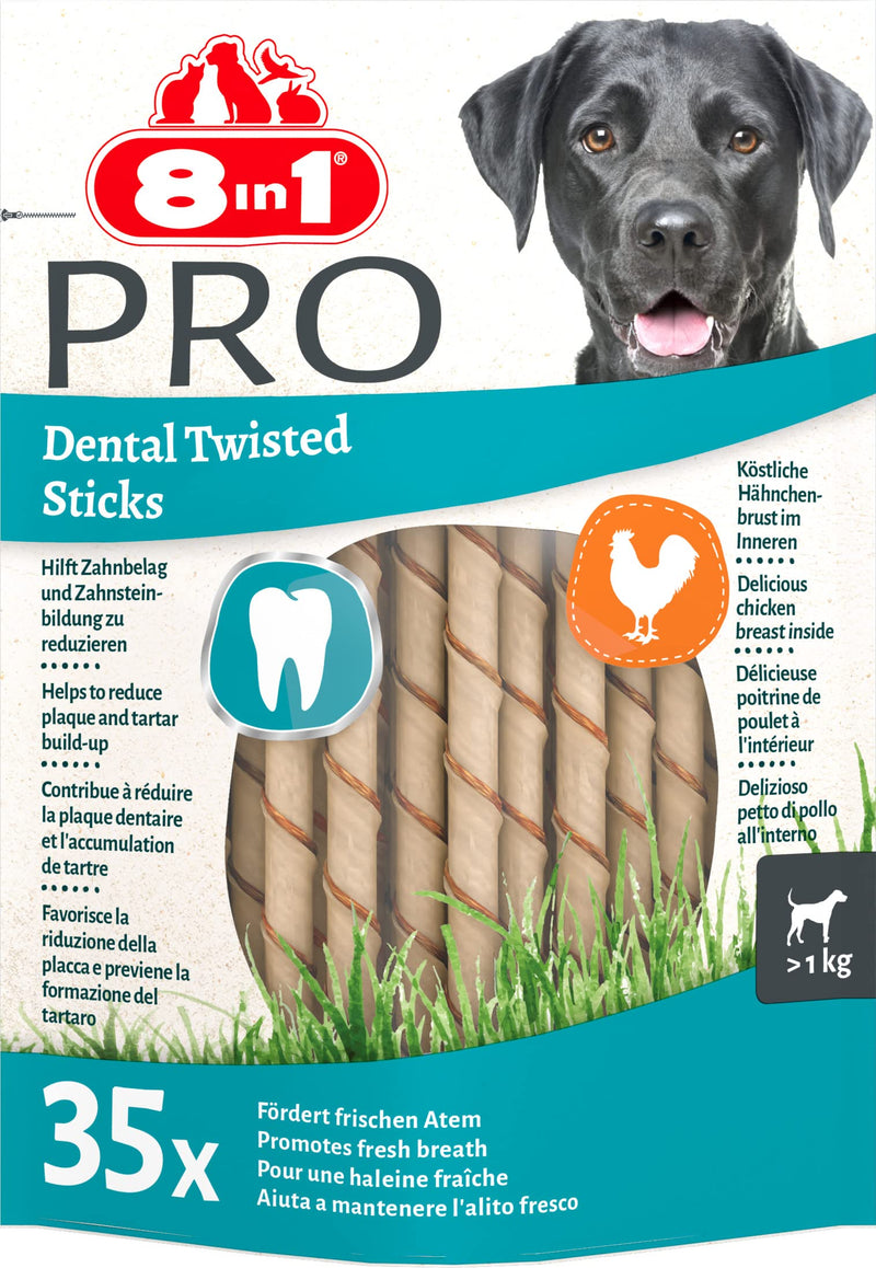 8in1 Pro Dental Twisted Sticks - healthy chewing sticks for dogs for dental care, 35 pieces (pack of 1) - PawsPlanet Australia