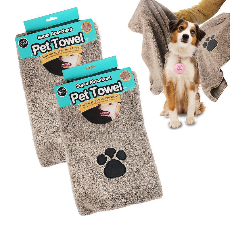 Guaranteed4Less Pet Wash Towel Dog Microfibre Quick Dry Puppy Drying Mitt Absorbent Cat Cleaning (TWO PET TOWELS) - PawsPlanet Australia
