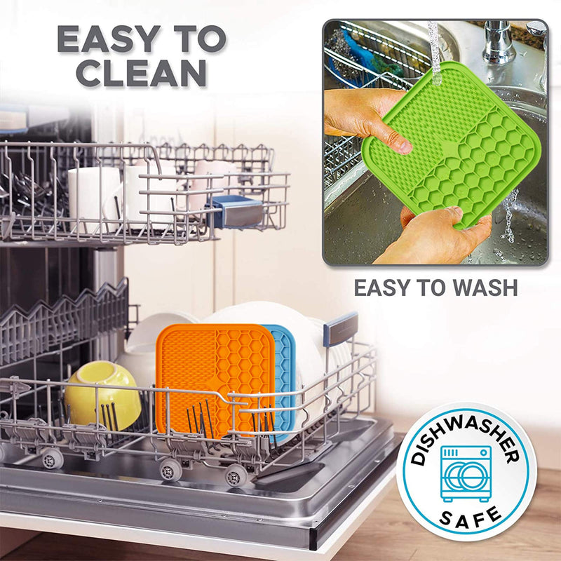 Lick Mat for Dogs 15x15 cm : Food-grade Silicone : Suction cups for grooming and showering : Slow Release Dog Feeding Mat : Use with Peanut Butter and treats - PawsPlanet Australia