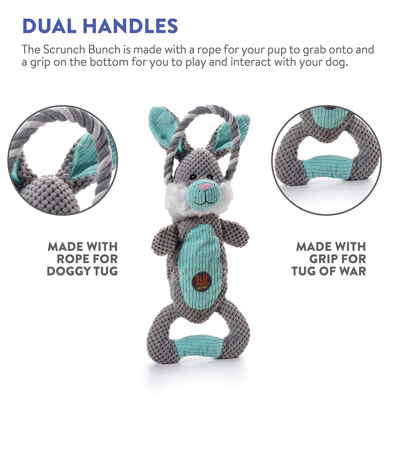 [Australia] - Charming Pet Scrunch Bunch Plush Dog Toy - Interactive Soft Cuddly Animal - Tough and Durable Squeaky Tug Toy Bunny 