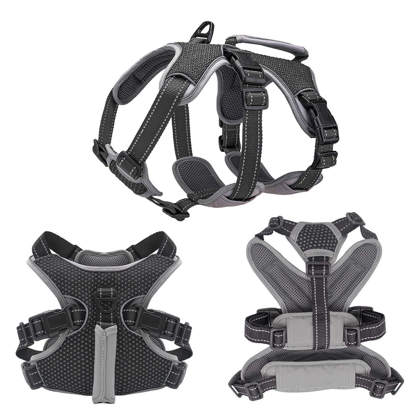 BELPRO Multi-Use Support Dog Harness, Escape Proof No Pull Reflective Adjustable Vest with Durable Handle, Dog Walking Harness for Big/Active Dogs (Black, S) S (Pack of 1) Black - PawsPlanet Australia