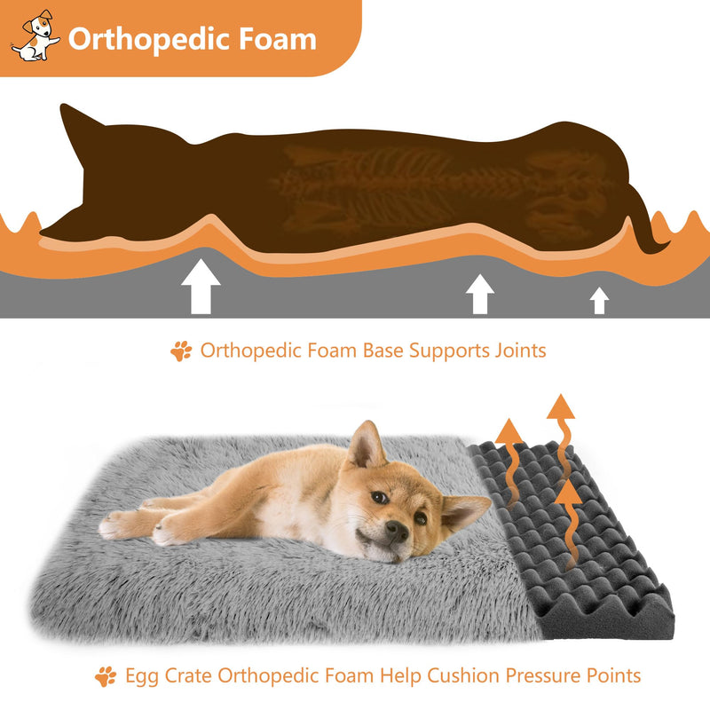ARVINKEY Orthopedic Dog Bed Medium Washable, Memory Foam Dog Bed and Mattress Mat for Dog Crate, Soft Medium Dog Bed Dog Cushion with Removable Plush Covers, Gray, 75x50x7cm - PawsPlanet Australia