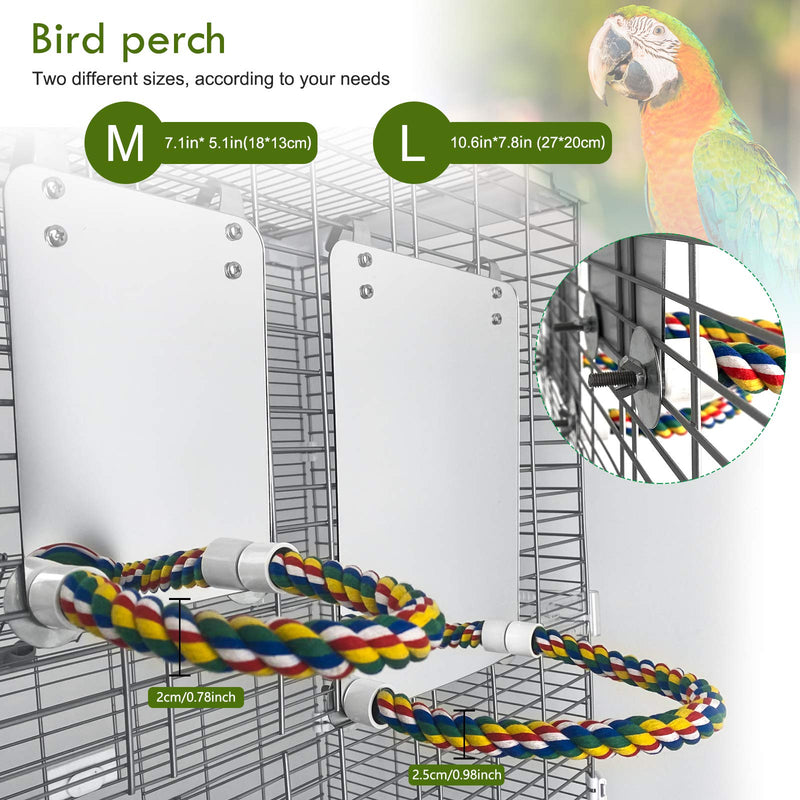 BWOGUE 7 Inch Bird Mirror with Rope Perch Cockatiel Mirror for Cage Bird Toys Swing Parrot Cage Toys for Parakeet Cockatoo Cockatiel Conure Lovebirds Finch Canaries Medium(7.1 * 5.1) - PawsPlanet Australia