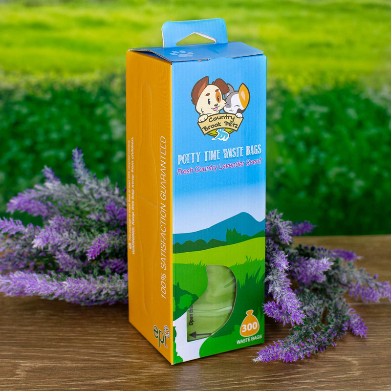 [Australia] - Country Brook Petz - Lavender Scented Potty Time Waste Bags - No Hassle Dog Poop Bags (Single Roll, 300 Count) 