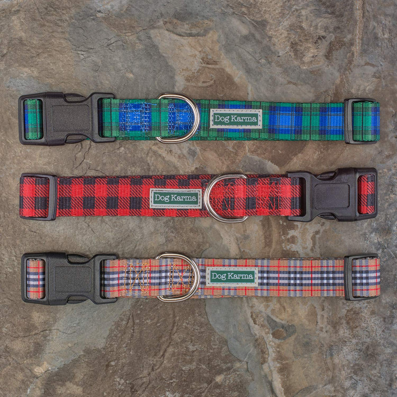 [Australia] - Red Black Lumberjack Plaid Dog Collar Small 