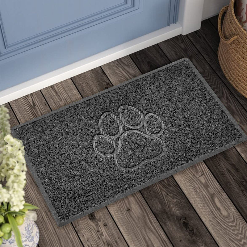 Nicoman PAW Shape Cat Litter Box Mat, Dog Food Feeding Tray Matt, Non-Slip, Easy Clean, Washable(90x60cm,Large),GREY Large PAW (90x60cm) Grey - PawsPlanet Australia