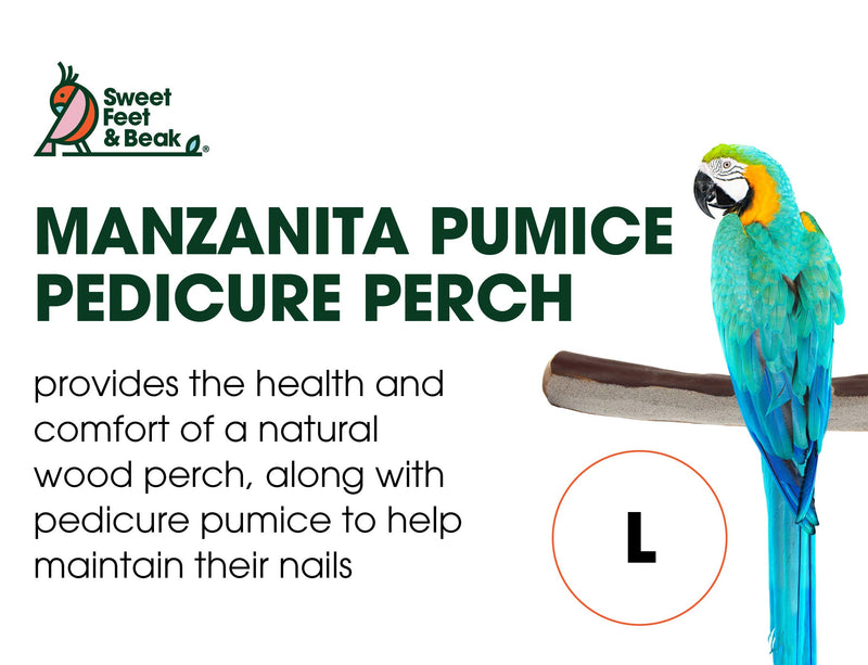 [Australia] - Sweet Feet and Beak Superoost Manzanita Pumice Pedicure Perch- Easy to Install Bird Cage Accessories for Healthy Feet, Nails and Beak - Natural Bird Perches Imitates Birds' Life in The Wild- Non-Toxic Large 