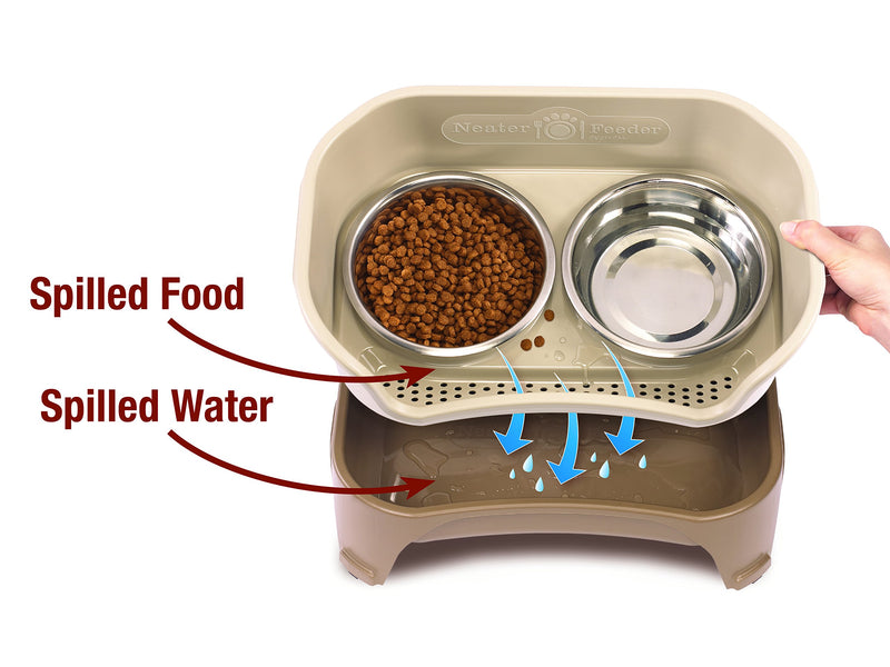 Neater Feeder Express Elevated Dog and Cat Bowls - Raised Pet Dish - Stainless Steel Food and Water Bowls for Small to Large Dogs and Cats S (for Cats) Cappuccino - PawsPlanet Australia