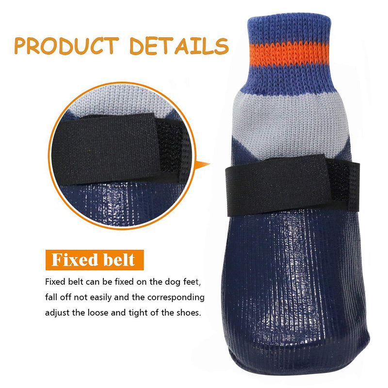 [Australia] - BESUNTEK Anti-Slip Dog Socks,Waterproof Paw Protectors with Straps Traction Control for Indoor & Outdoor Wear（4pcs，Navy ） M Navy 