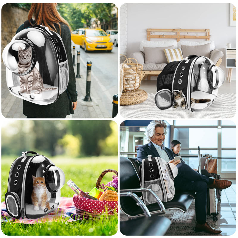 Cat Backpack Pet Carrier Bag - Sirecal Expandable Cats Rucksack Medium Dog Bubble Space Capsule Puppy Back Pack Large Pet Travel Backpack Carry for Cats Dogs (Black) - PawsPlanet Australia