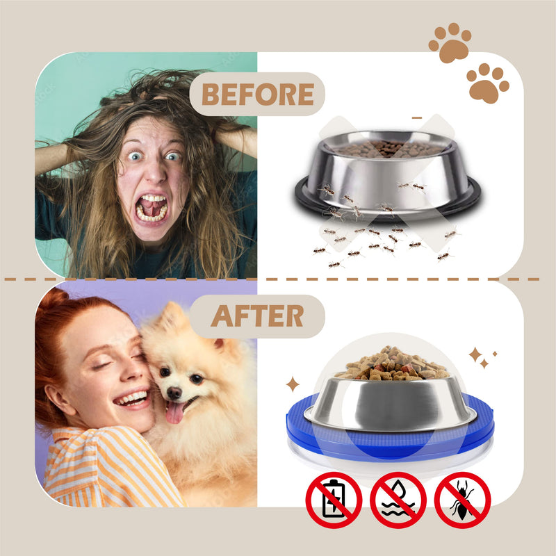 SoulThink Ant Proof Cat Dog Bowl Tray - 2022 New Innovation Anti Ant Pet Food Dish Indoor No Chemical No Water Needed Different from Traditional Ant Trap - PawsPlanet Australia