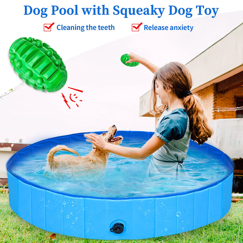 Malier Foldable Dog Pool, Portable Pet Dog Swimming Pool with Squeaky Dog Chew Toy, Collapsible Plastic Kiddie Pool Bathing Tub for Small Large Dogs Cats and Kids 32 x 8 Inch - PawsPlanet Australia