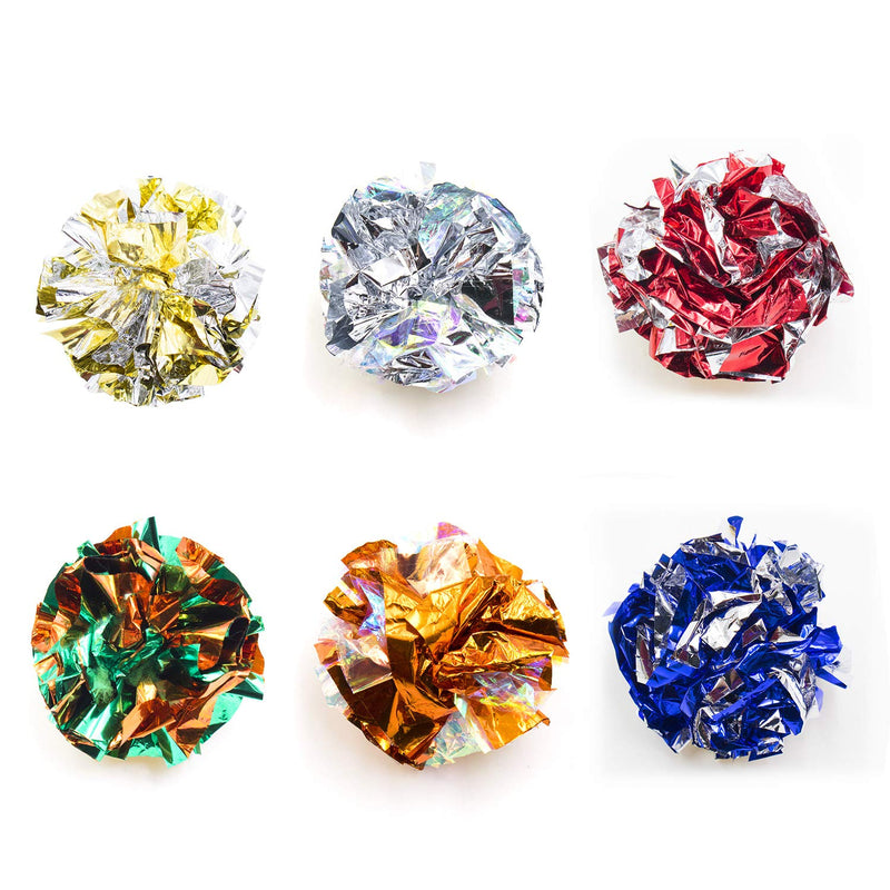 VAPKER 6cm/2.36 Inches Large Cat Crinkle Balls Toys, Colorful Mylar Crinkle Balls for Pet Kitten(18PCS Random Color ) - PawsPlanet Australia