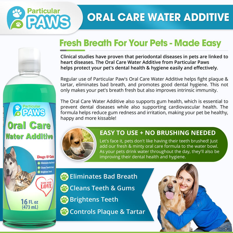 Particular Paws Fresh Breath Water Additive for Dogs and Cats - for Clean Teeth, Healthy Gums and Oral Care - 16oz - PawsPlanet Australia