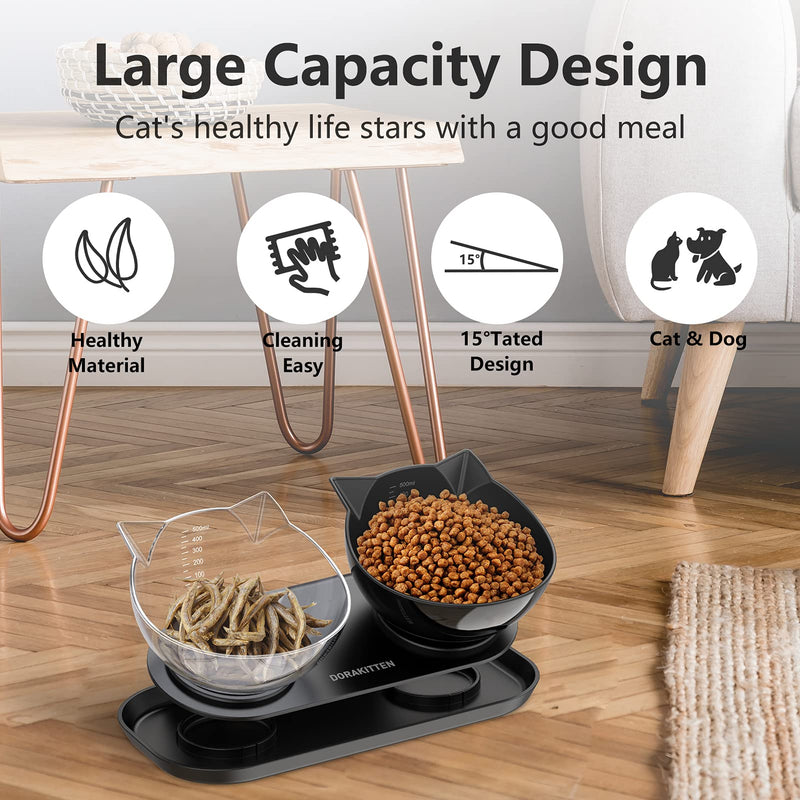 Dorakitten Cat Bowl Kitten Food Bowls Pet Water Feeding Bowl Double Cats Bowl Raised Double Kitten Dishes 15° Inclined Platform Cat Feeder Cat Holder Bowl with Stand for Cats and Small Dogs - PawsPlanet Australia