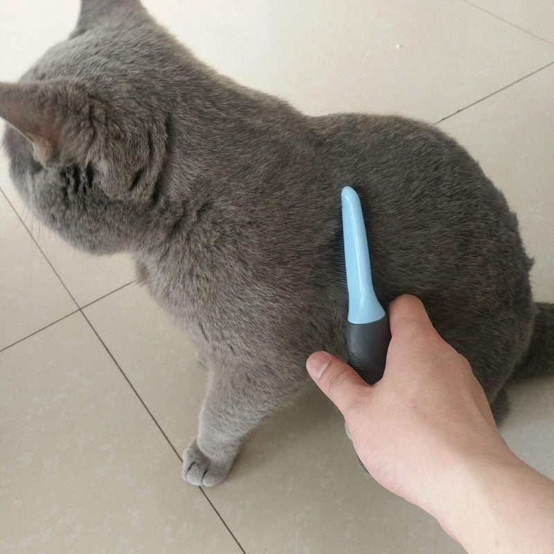 [Australia] - Dog Cat Comb for Grooming Dematting Mats Hair, Cat Brush for Shedding and Grooming Long Haired Cats, Professional Grooming Tool for Removing Tangles and Knots, Cat Dematting Tool Professional with Long & Short Stainless Steel Metal Teeth - Safety Round... 