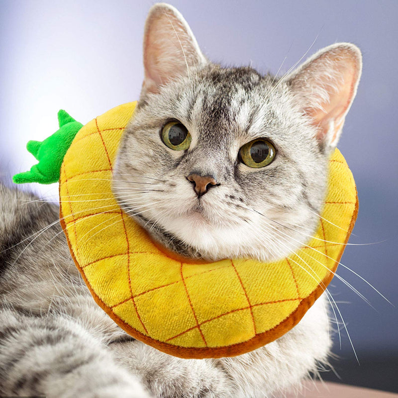 HYLYUN Cat Recovery Collar - Cute Sun Flower Neck Cat Cones After Surgery, Adjustable Cat E Collar, Surgery Recovery Elizabethan Collars for Kitten and Cats Pineapple - PawsPlanet Australia