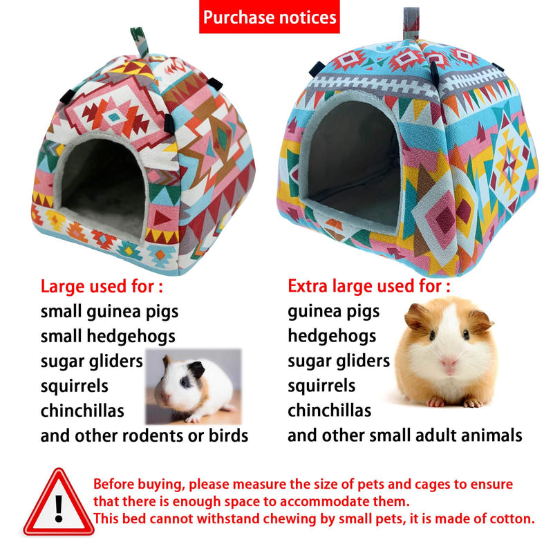 Guinea Pig Hamster Bird Squirrel Ferret Suger Glider Hedgehog Chinchillas Bed Hammock Winter Warm Small Pet Animal Hanging Home House Cotton Cage Nest Tent (Ethnic style + mat, extra large(8.66 inch)) A.Ethnic+mat-8.6'' - PawsPlanet Australia