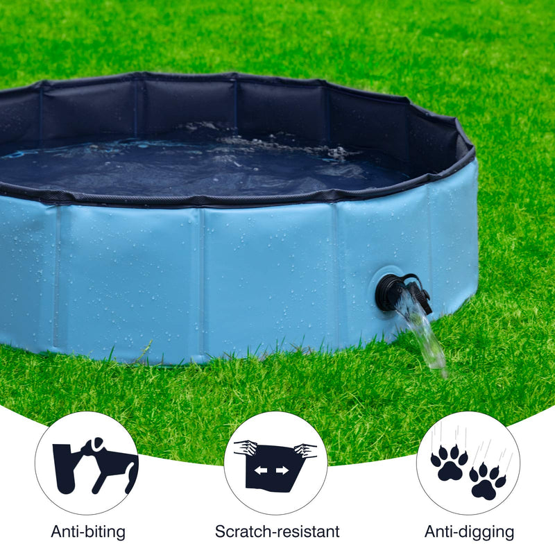 Filfresh Doggy Paddling Pool 80 * 20 cm for Puppy Little Dog Foldable Paddling Pool 32 Inch Dog Paddling Pool Small Blue Pet Paddling Pool PVC 0.55 mm Dog Swimming Pool Dog Bath Tub Pet Bath - PawsPlanet Australia