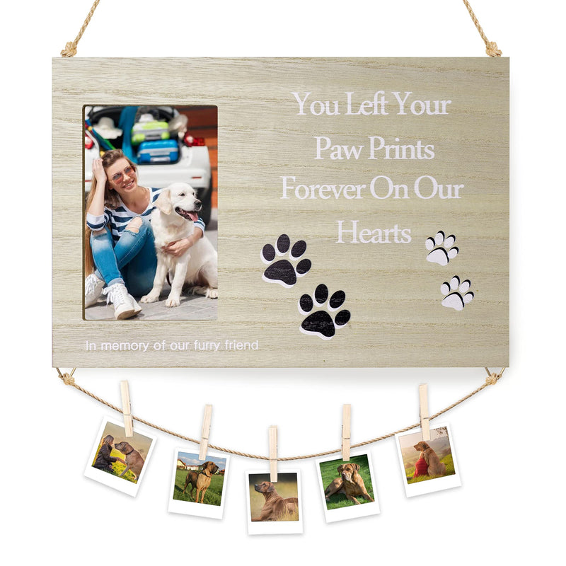 1WANYUE Pet Memorial Gifts - 4x6in Dog Picture Frame with Paw Prints, Pet Loss Gifts Photo Frame, Remembrance Gifts, Cat & Dog Memorial Gifts, Personalized Photo Frame 11.8 x 7.87’’(300 x 200mm) - PawsPlanet Australia