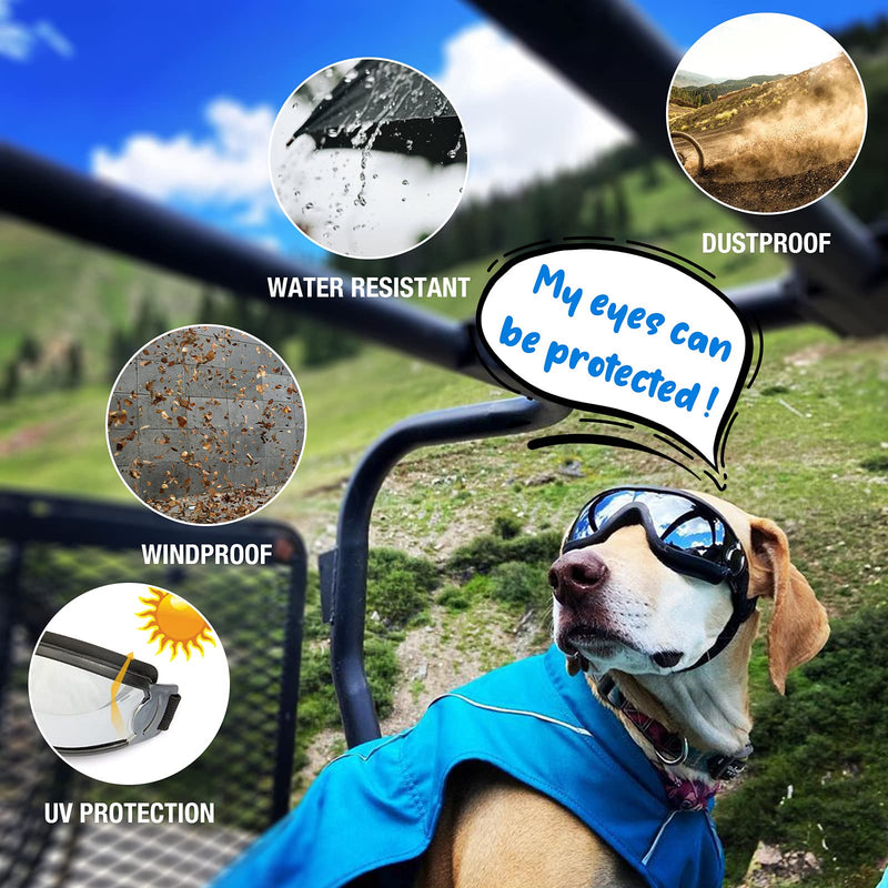 NAMSAN Dog Goggles Large UV Protection Sunglasses for Medium Large Dogs Windproof Outdoor Pet Glasses Adjustable Dog Sunglasses Black - PawsPlanet Australia