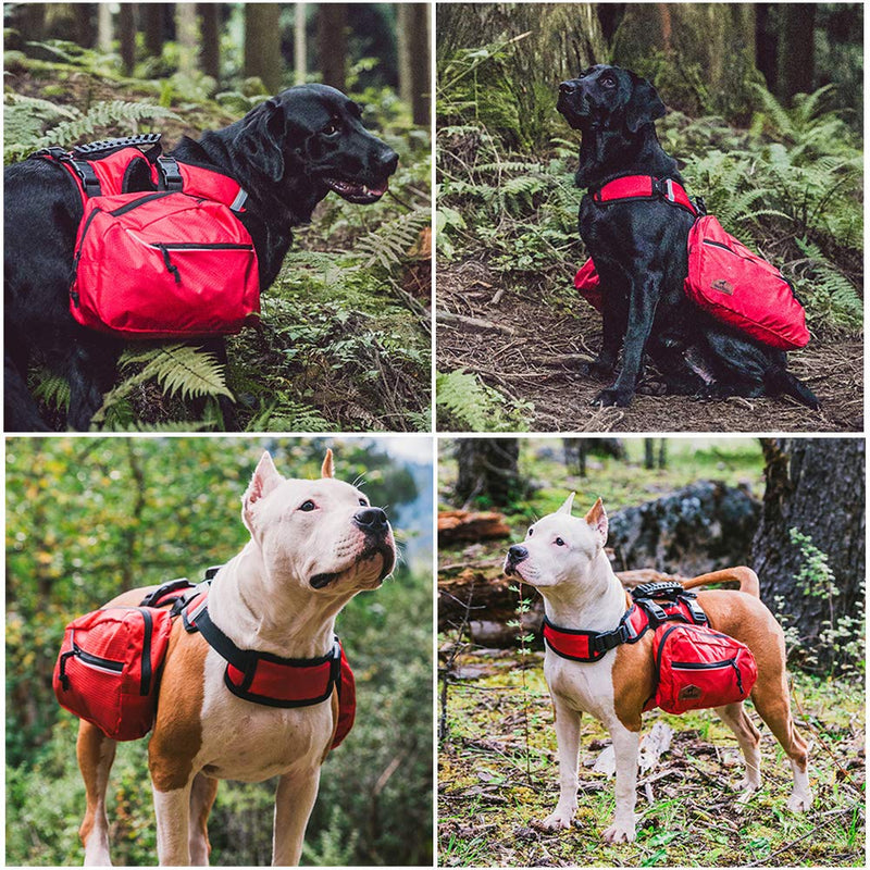 smartelf Dog Backpack Hiking Gear 2 in 1 Detachable Saddle Bag Hound Rucksack for Travel Camping Hiking Medium Large Breeds M(20-25 inch) - PawsPlanet Australia