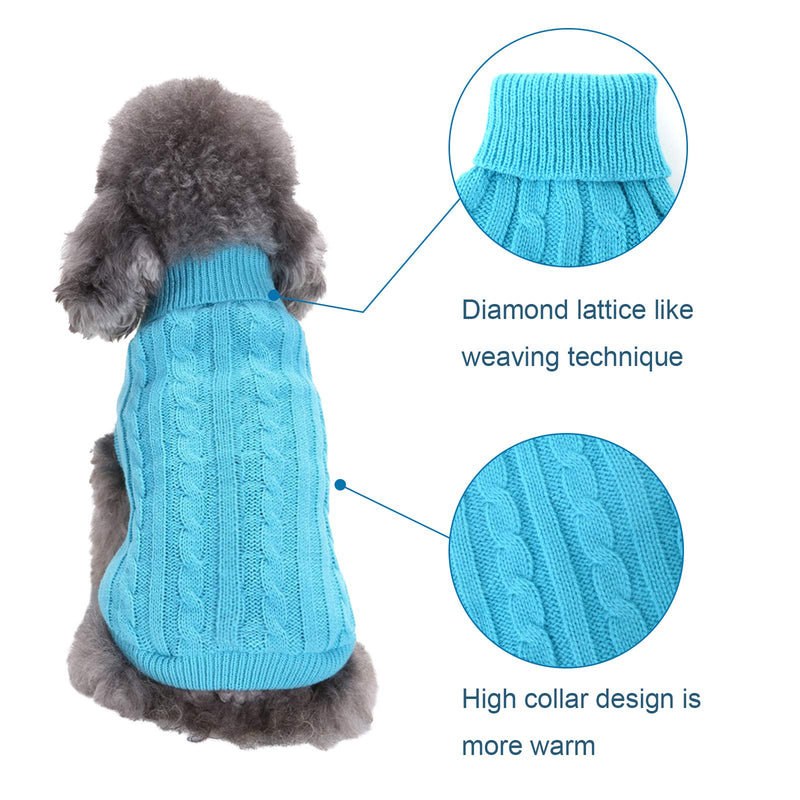 Dog Sweater Turtleneck Knitted Dog Sweaters for Small Dogs Girls Boys,Warm Puppy Sweaters Cute Dog Clothes Cat Sweater Blue - PawsPlanet Australia