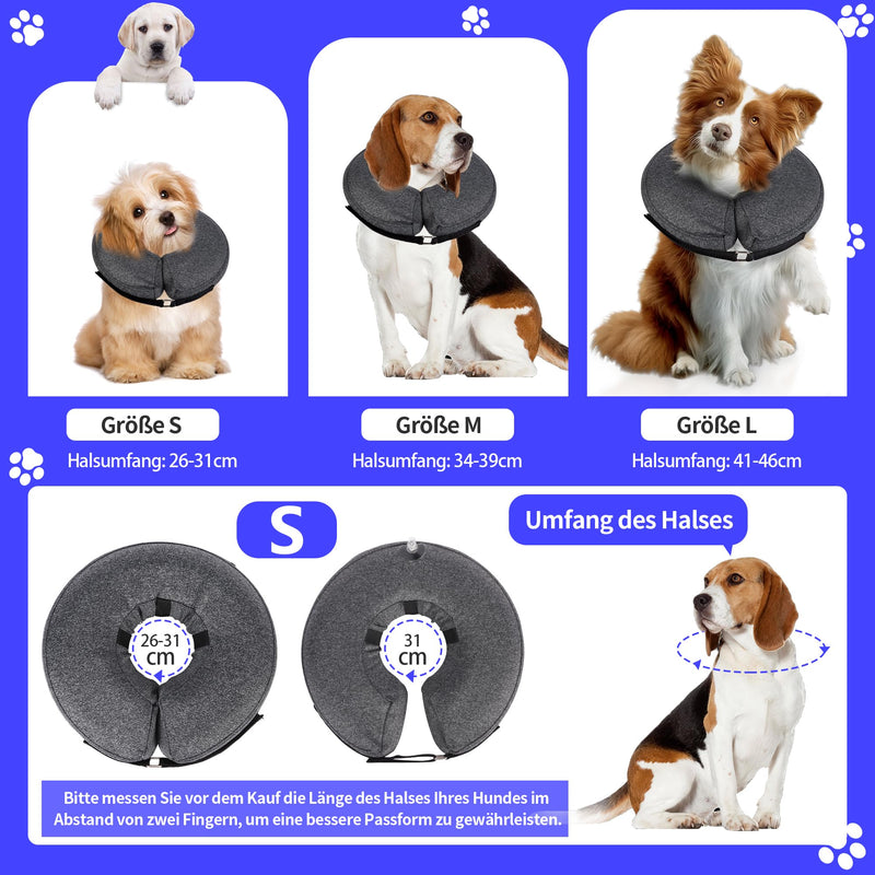 Lollanda Inflatable Neck Brace for Dogs with Adjustable Buckle, Protective Collar for Dogs, Soft, Protective Collar for Dogs, Leak Protection, for After Surgery Injuries Pets Cats Dogs（SS - PawsPlanet Australia