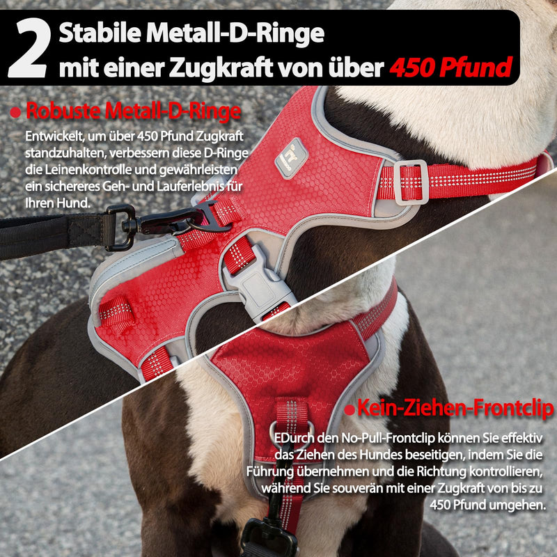 Huntboo Safety Harness Dog Escape Proof, Panic Harness for Dogs, Reflective Harness with Padded Handle, Waterproof, Adjustable Vest for Small Dogs Walking (Red, S) Small (Pack of 1) Red - PawsPlanet Australia