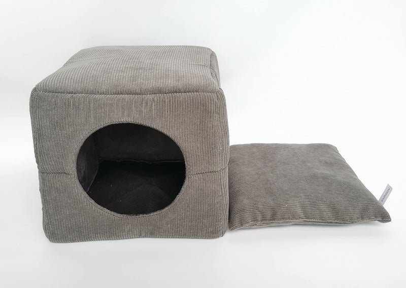 WOWOWMEOW Convertible Guinea Pig Cube Cave Bed Cozy Small Animal Hideout Hut for Ferret Chinchilla Rat Bunny and Other Small Animals Dark Grey - PawsPlanet Australia