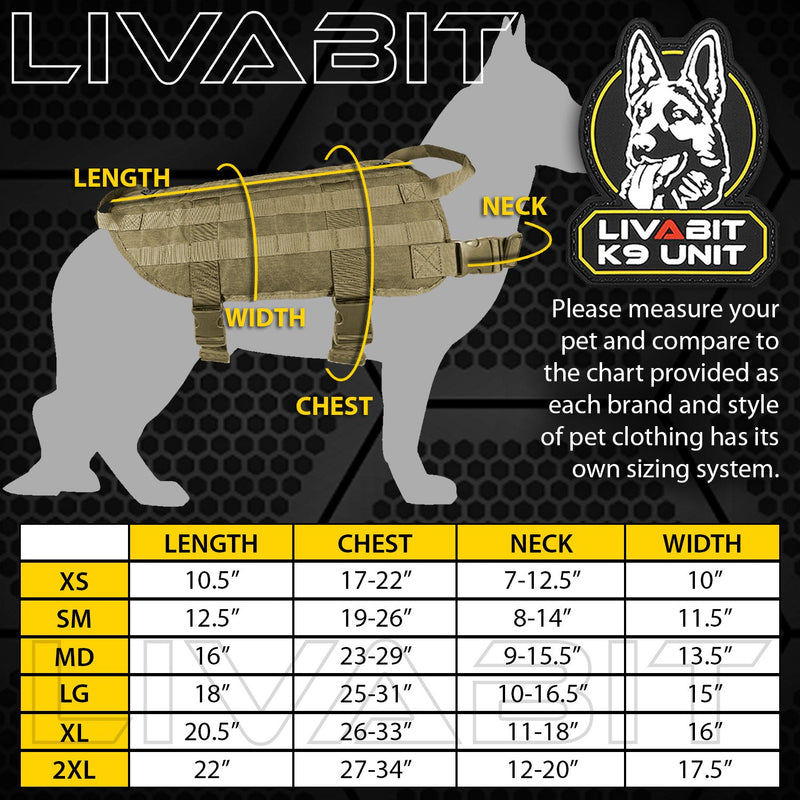 [Australia] - LIVABIT Canine Service Dog Tactical Molle Vest Harness [ Also for Cats & Puppies ] TAN Small 