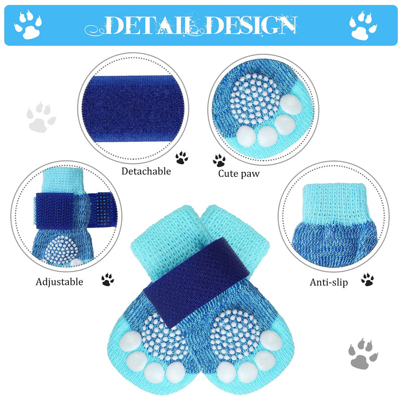 Frienda 8 Pieces Double Side Anti-Slip Dog Socks with Adjustable Straps Puppy Paw Protector Socks with Grips Strong Traction Control for Pet Dog Indoor on Hardwood Floor Wear Small - PawsPlanet Australia