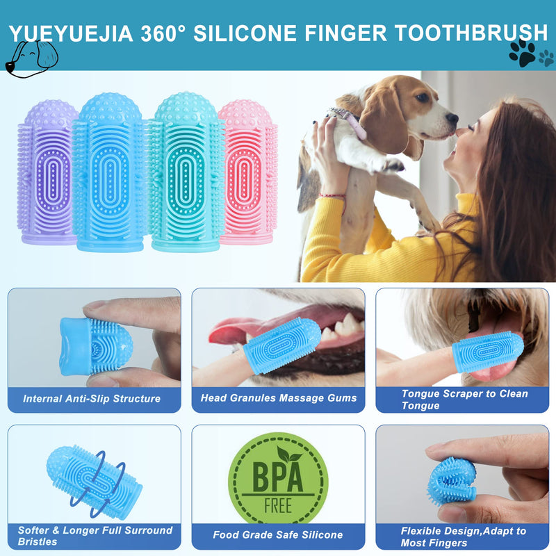 Dog toothbrush dog finger toothbrush 4 pieces for dogs (2blue + 2green) 2blue + 2green - PawsPlanet Australia