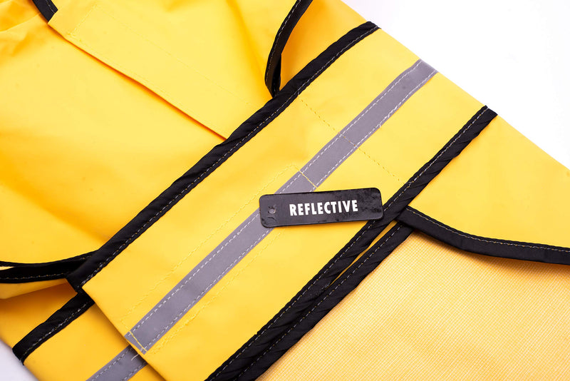 Fashion Pet Dog Raincoat For Large Dog | Dog Rain Jacket With Hood | Dog Rain Poncho | 100% Polyester | Water Proof | Yellow w/ Grey Reflective Stripe | Perfect Rain Gear For Your Pet by Ethical Pet (560YLG) - PawsPlanet Australia