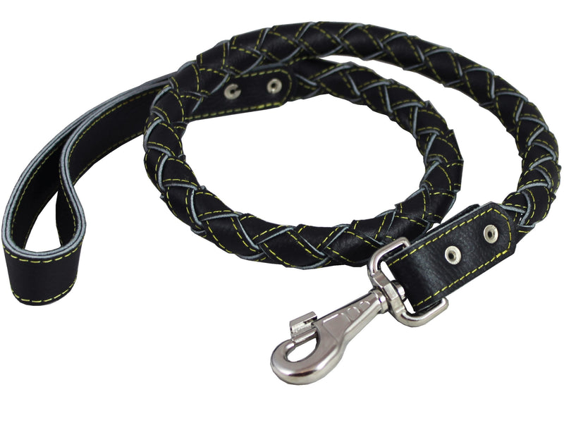 [Australia] - 4-Thong Round Fully Braided Genuine Leather Dog Leash, 43" Long 1" Wide Cane Corso, Mastiff, Great Dane 