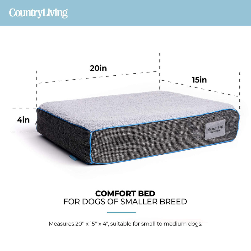 Country Living by Silver Paw Cooling & Warming Dog Bed for Small to Medium Dogs, Reversible Beds for Pets, Dog's Sofa Couch with Faux Fur Lining, Small - PawsPlanet Australia