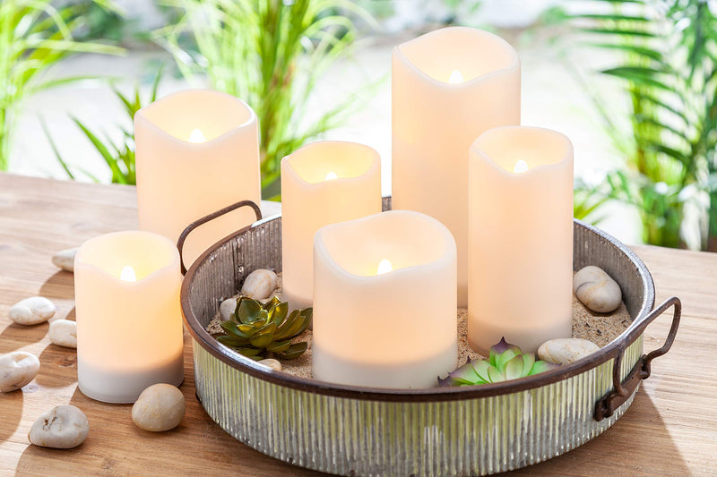 White Outdoor Solar Flameless Candle Weatherproof Resin Flickering Flame (3x6) 3x6 - PawsPlanet Australia