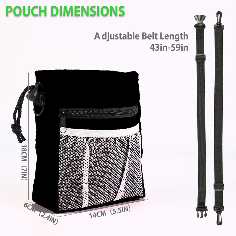 Tuuzeo Dog Treat Pouch, Dog Treat Bag for Training Poop Bag Holder with Metal Clip, Waist Belt, Shoulder Strap,Easy to Carries Snacks,Pet Toys Black - PawsPlanet Australia